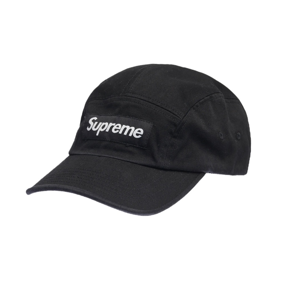 Supreme Washed chino twill camp cap SS22 Black
